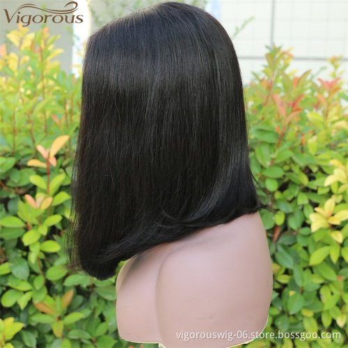 Vigorous 14 inches Human Hair Lace Front Wigs for Black Women Brazilian Hair Straight Bob Wigs 100% Real Hair Wigs
